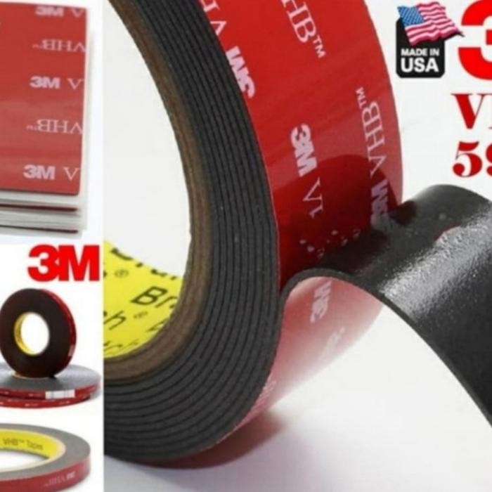 

Double Tape Black VHB 3M Original Super Kuat Super Lengket 24mm Lem 3M