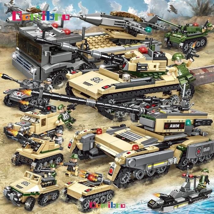 Mainan Brick 1030Pcs Tank WW2 Tentara Pesawat Mainan Anak