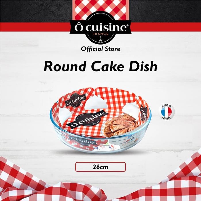 Loyang Kaca Bulat Ocuisine Glass Bakeware - Round Cake Dish 26Cm
