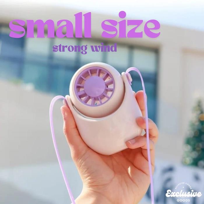 [Xgoods] Kipas Mini Gantung Leher Genggam Portable Usb Handheld Warna Warni Kuning Putih Hijau