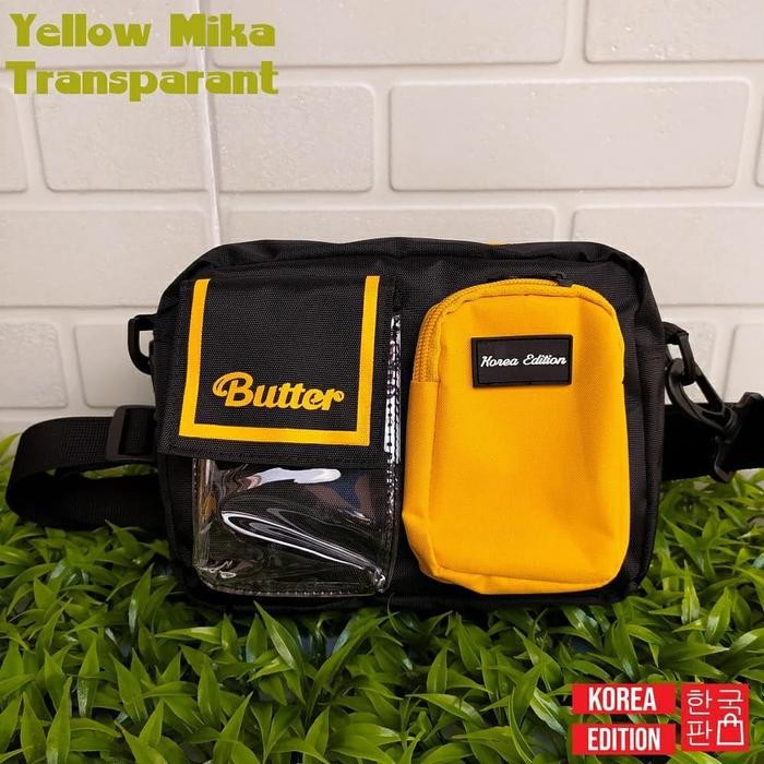 Sling Bag Two Pocket BTS Butter Tas Selempang Yellow Black masih ready