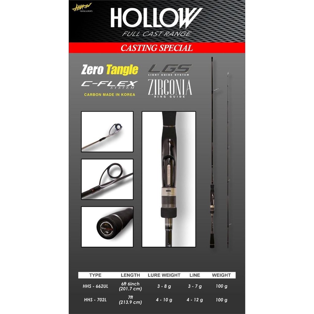 Joran Spinning Harrow Hollow Full Cast Range UL Ultra Light Game