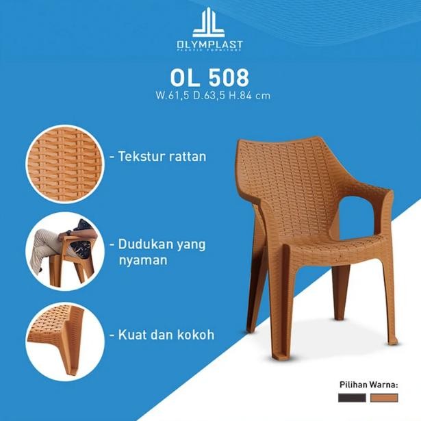 Kursi Plastik Olymplast OL 508 kursi plastik tangan motif rotan OL508