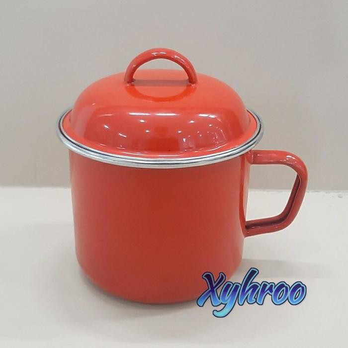 Cangkir Mug Gelas Enamel 14cm merah Kitchenware