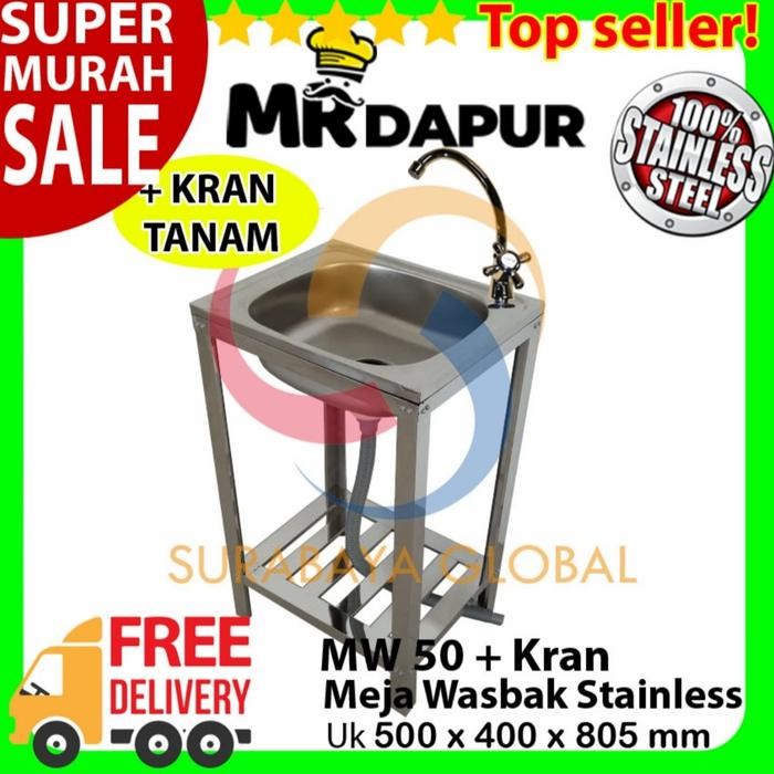 Wasbak Cuci Piring MrDapur MW 50 Kran Portable Stainles SoundPad