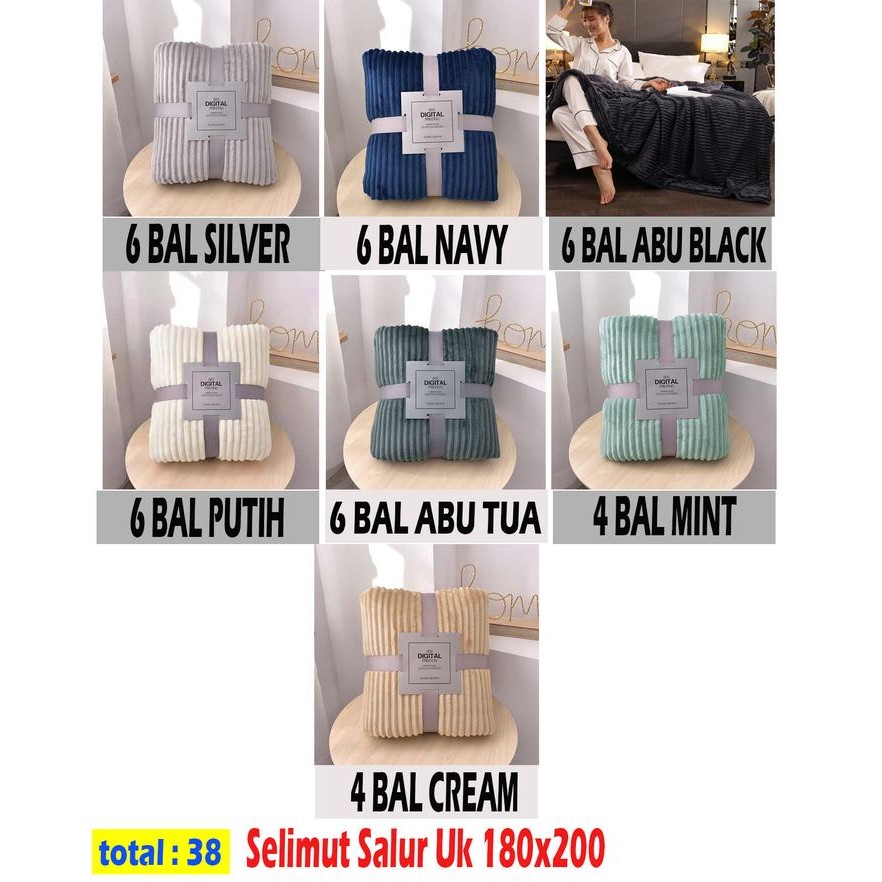 Selimut Salur Polos Bulu uk 200x230