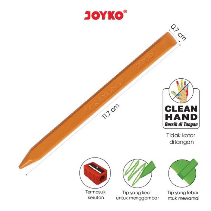 

Krayon Bersih Clean CLCR-AB-12 Crayon Joyko 12 Warna