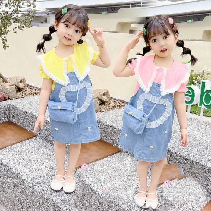

ORIGINAL Angenius Setelan Baju Atasan Kemeja Lengan Pendek Anak Perempuan Monscrepe Polos Over