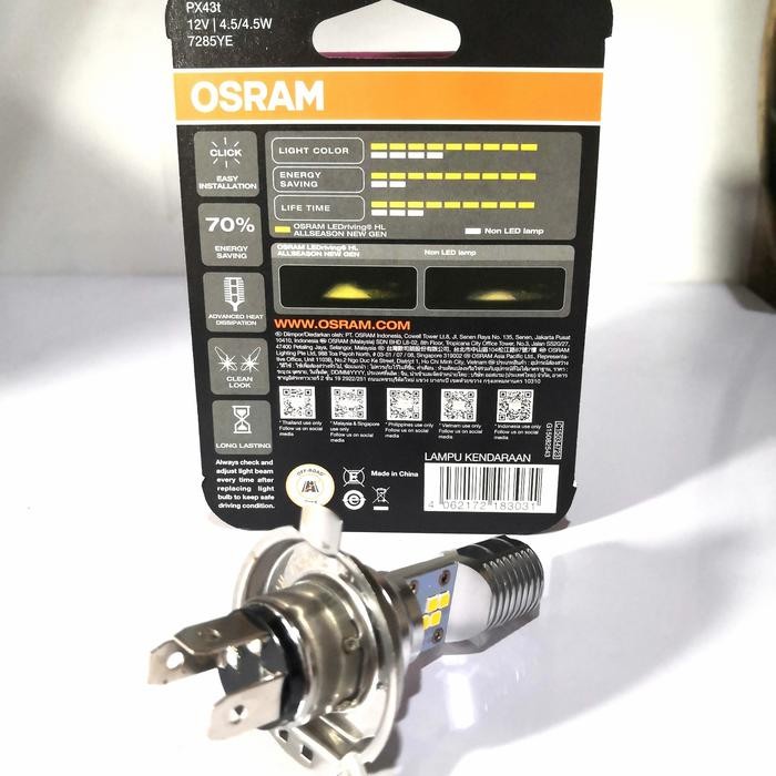 Bohlam Lampu Depan Led Osram Motor H4/Hs1 Kuning Vixion R15 Mx Ing Gratisongkir