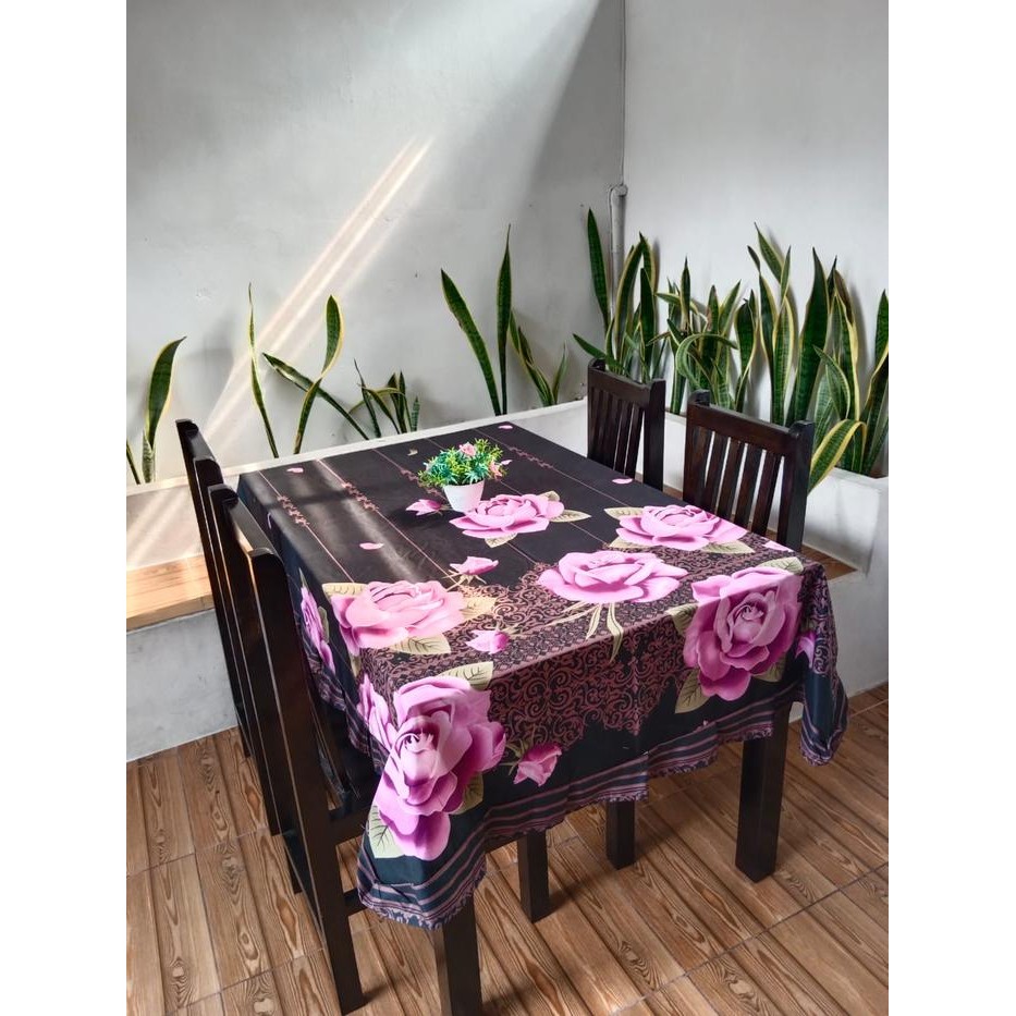 Taplak Meja makan Jumbo Besar Kain Katun Dan Plastik Dekorasi