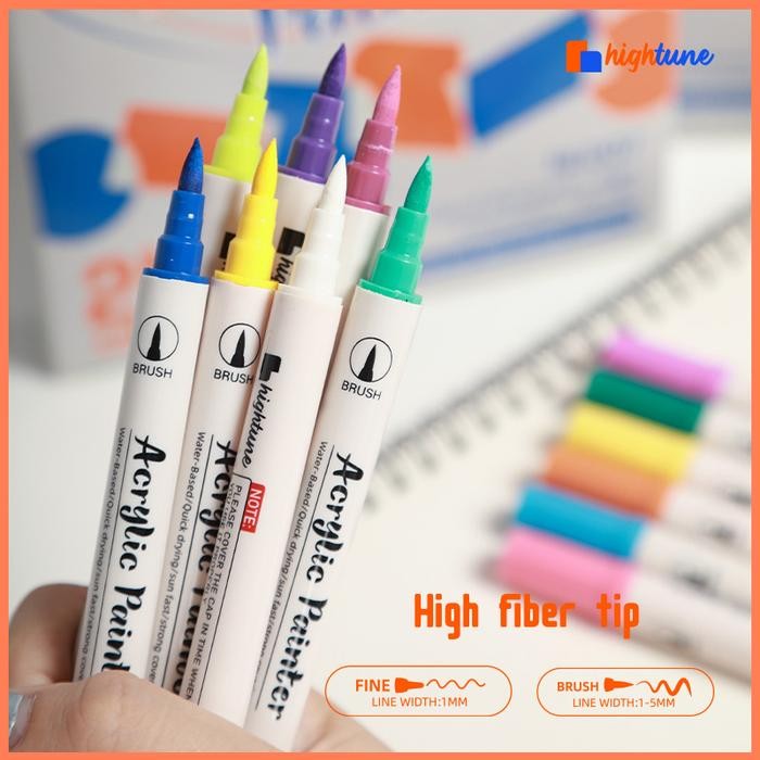 

Hightune Acrylic Marker Dual Head Watercolor Drawing Pen 12/24/36/48 Quick-Drying Spidol Akrilik
