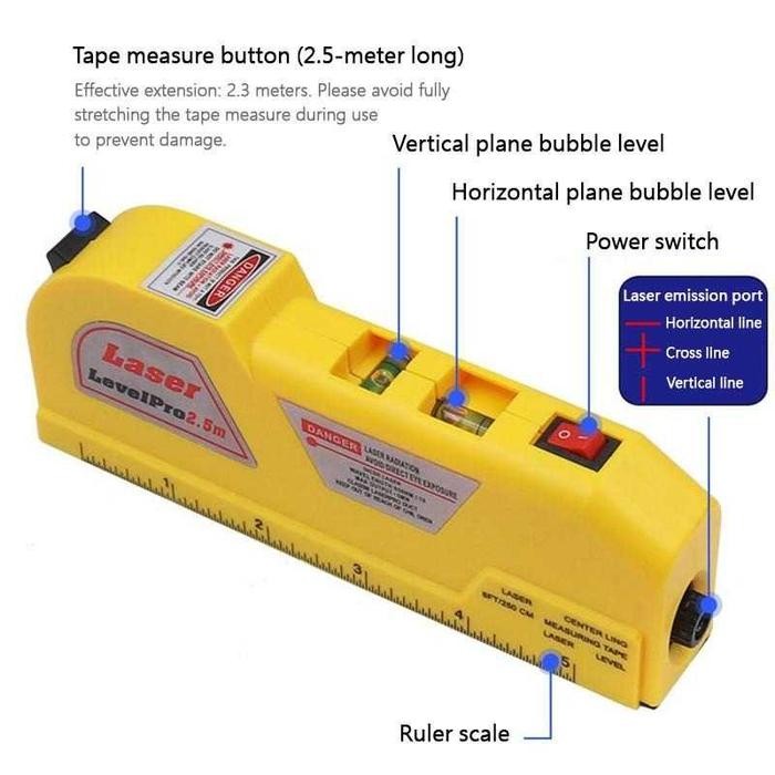 Penggaris Laser Waterpass Meteran Laser Manual Laser Level 4 In 1