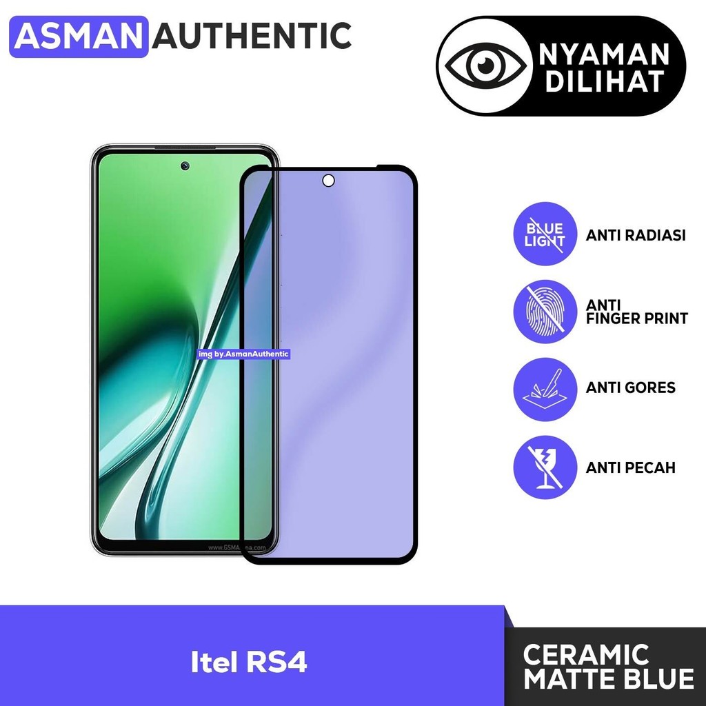 Tempered Glass Untuk Itel RS4 | Ceramic Film Matte Blue Premium