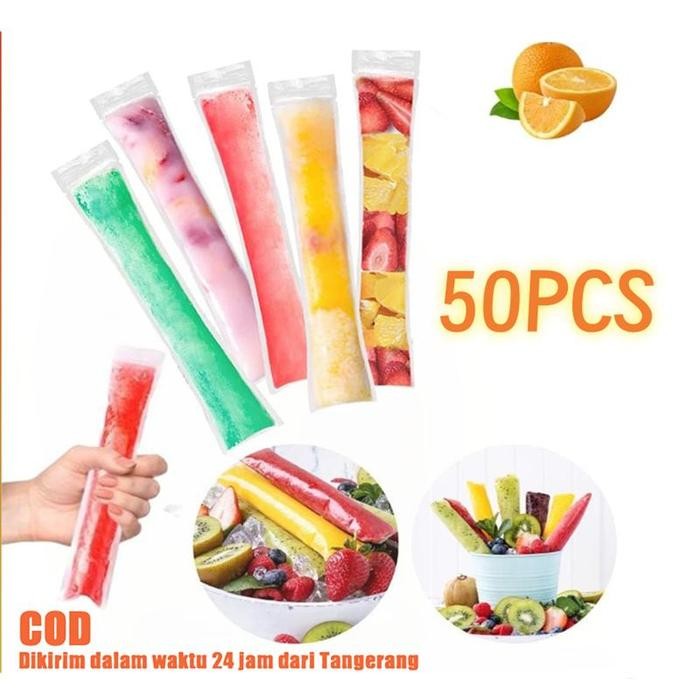 50 Pcs Plastik Es Lilin Klip Plastik Es Mambo Plastik Es Krim Pouch panjang Plastik Klip