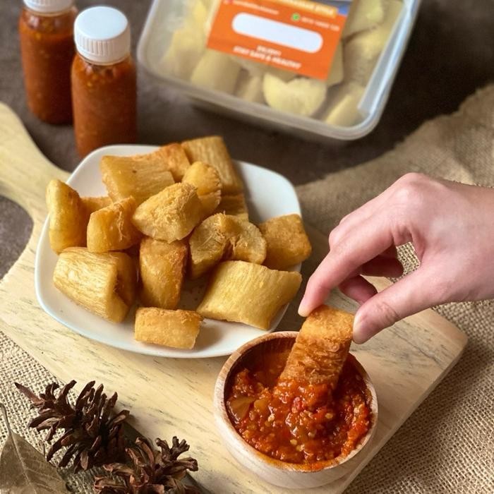 

Ger Singkong Makassar FROZEN Siap Goreng isi 700gr Sambal Terasi