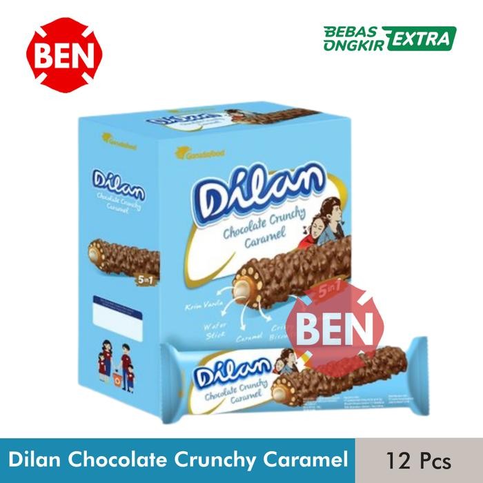 

Ger Dilan Chocolate Crunchy Caramel 1 Pak Box 12 Pcs - Wafer Roll Coklat