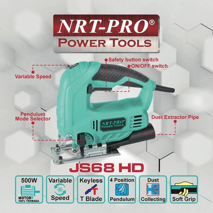 Jigsaw Nrt Variable Speed Gergaji Triplek Nrt-Pro Js68 Hd