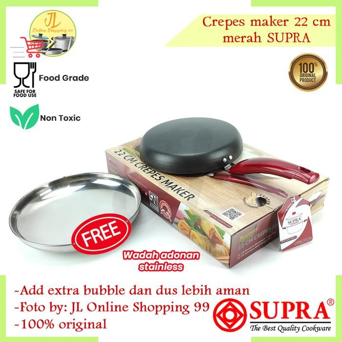 SUPRA Telfon crepes maker 22cm Merah / crepes pan anti lengket