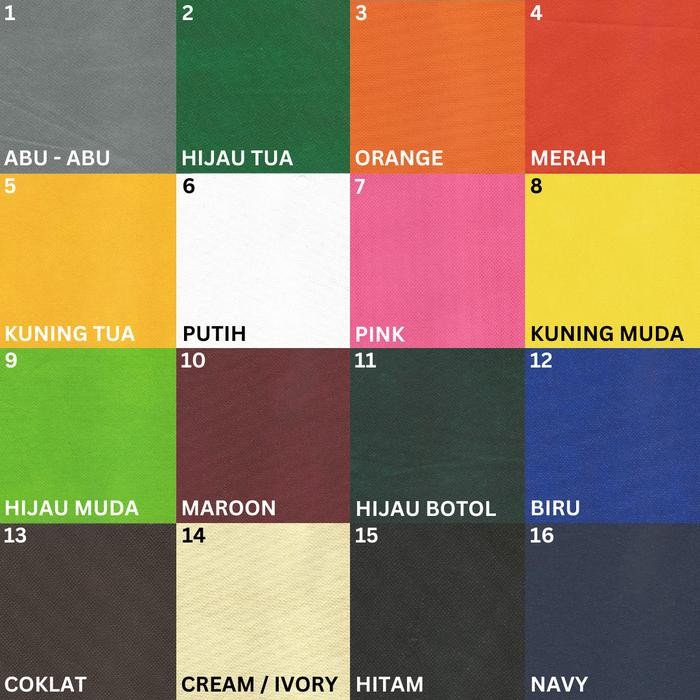 

EVOTEX KAIN ROLL SPUNBOND FURING 75 GSM X 1.6M X 100M WARNA FULL KODE 457