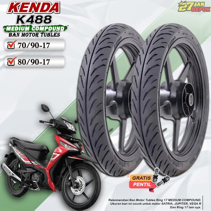 [Satuan] Ban Motor Bebek Kenda K488 Ring 17 Tubles Ban Motor Tubeless Supra Satria Vixion Ring 17