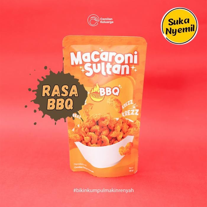 

SUKA NYEMIL - Macaroni Sultan Rasa BBQ Barbeque (50 gram) Jajanan Viral Renyah Gurih Cemilan