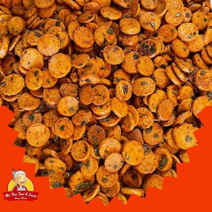 

Keripik Sosreng Sosis Goreng Pedas daun jeruk Cikruh 100gr original camilan viral snack bumbu