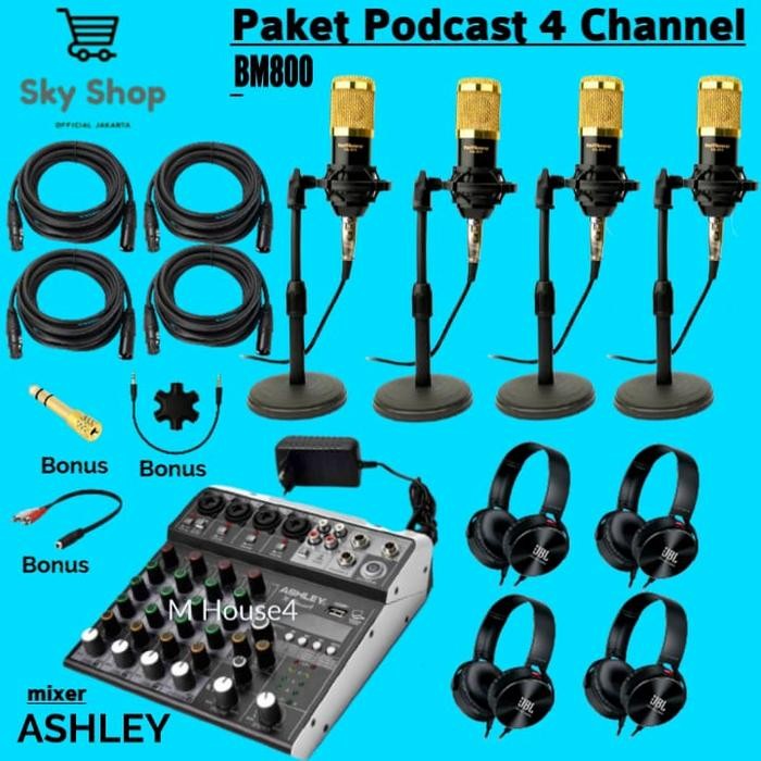 PAKET PODCAST 4 ORANG MIXER ASHLEY AUDIO RECORDING TERLENGKAP
