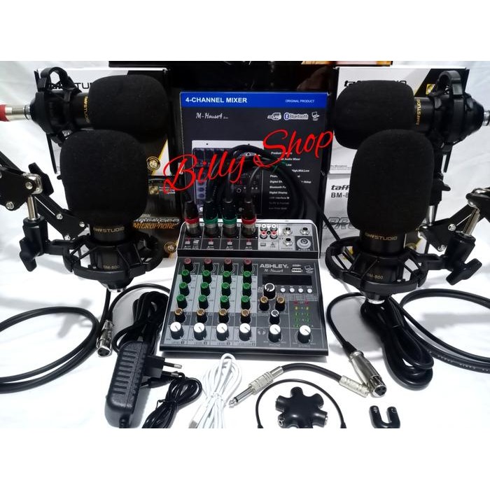 PAKET PODCAST 4 MIC BM 800 MIXER ASHLEY M HOUSE 4 PAKET 4 ORANG