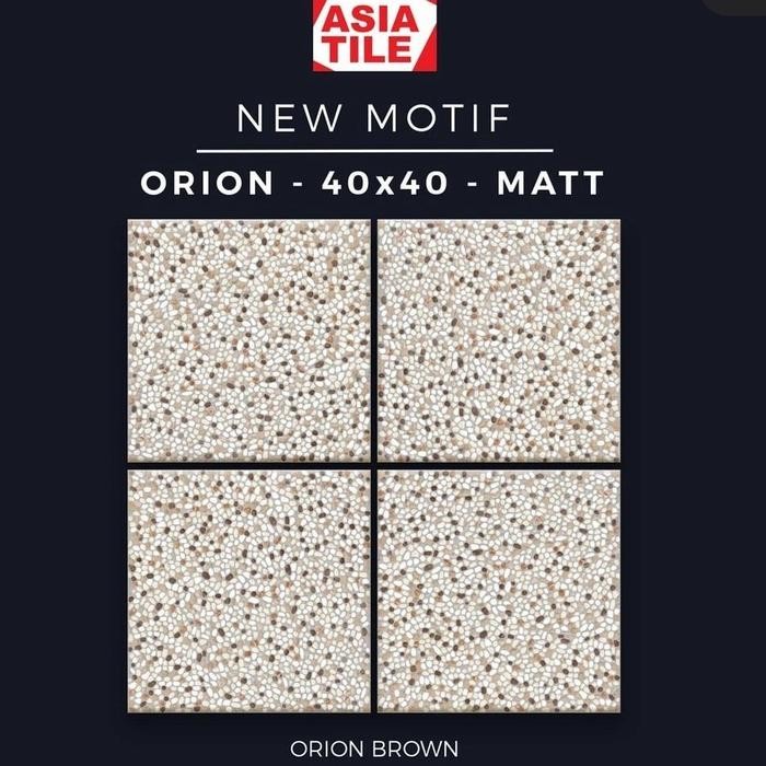 Keramik Teras 40x40 Motif Batu Kerikil on Grey dan Brown *