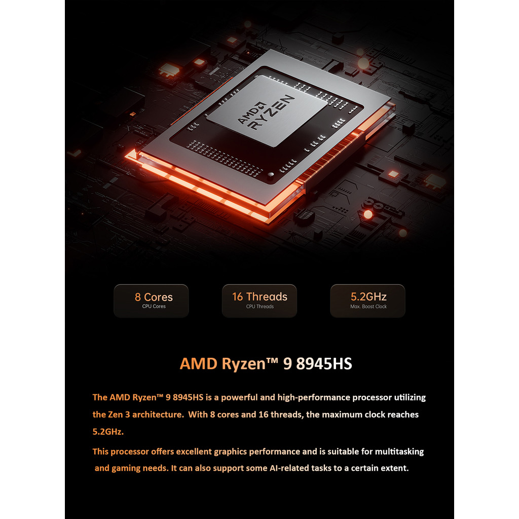 MINISFORUM UM890 Pro Mini PC AMD Ryzen 9 8945HS Windows 11 Mini Computer DDR5 32GB 1TB NVME SSD