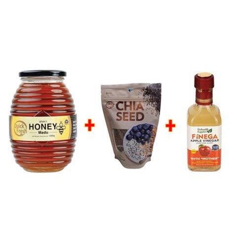 

Sale [Paket Bundling] Quick Fresh Honey 1Kg Jar + Chiaseed 250G + Finega Apple Vinegar 250Ml