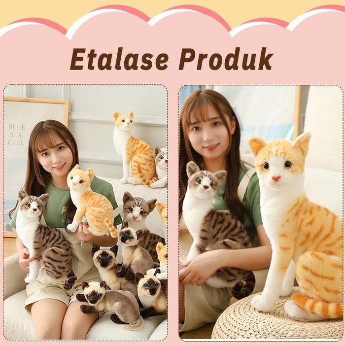 BONEKA KUCING MEWAH LUCU BONEKA HEWAN LEMBUT MAINAN ANAK KUCING MEWAH UNTUK HADIAH ULANG TAHUN BAYI