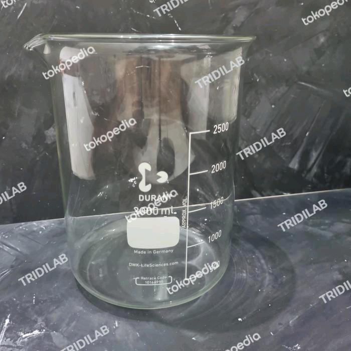 Beaker Glass Low Form 3000 Ml Duran/Gelas Kimia Kaca Kapasitas 3L