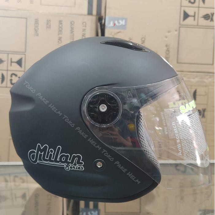 Helm Bmc Milan Hitam Doff Bmc Half Face Original
