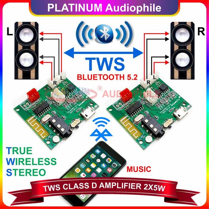 Modul Bluetooth TWS Amplifier Mini Class D 2X 5W Modul Bluetooth 5.2 *