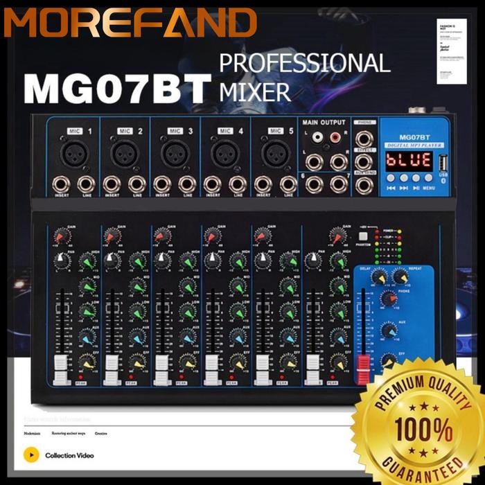 Mixer Mini Multifungsi MG04BT/MG07BT - 4 Saluran + Bass Booster, Kompatibel dengan Semua Perangkat