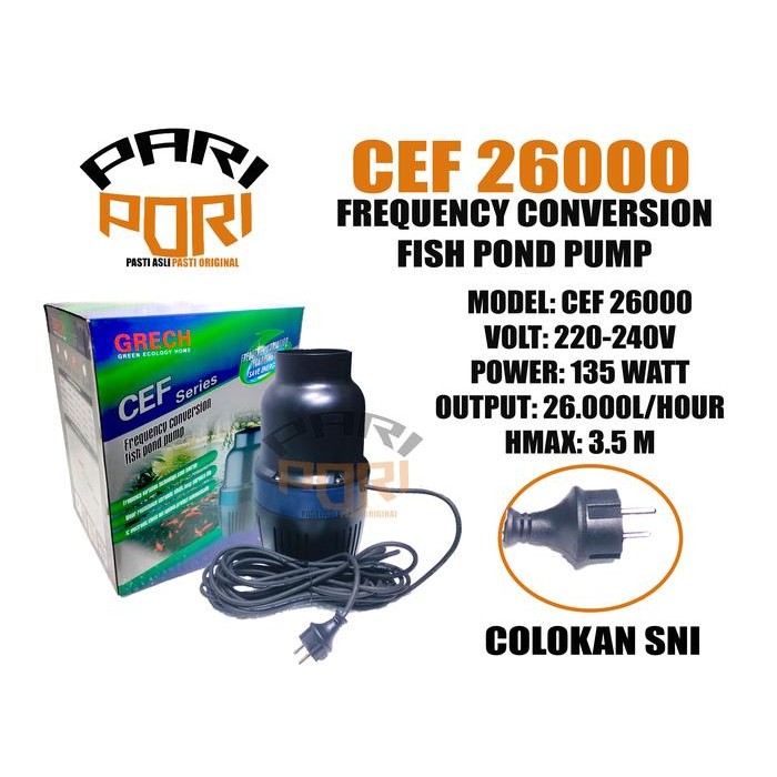 CEF 26000 SUNSUN GRECH POMPA SIRKULASI KOLAM IKAN POMPA CELUP LOW WATT