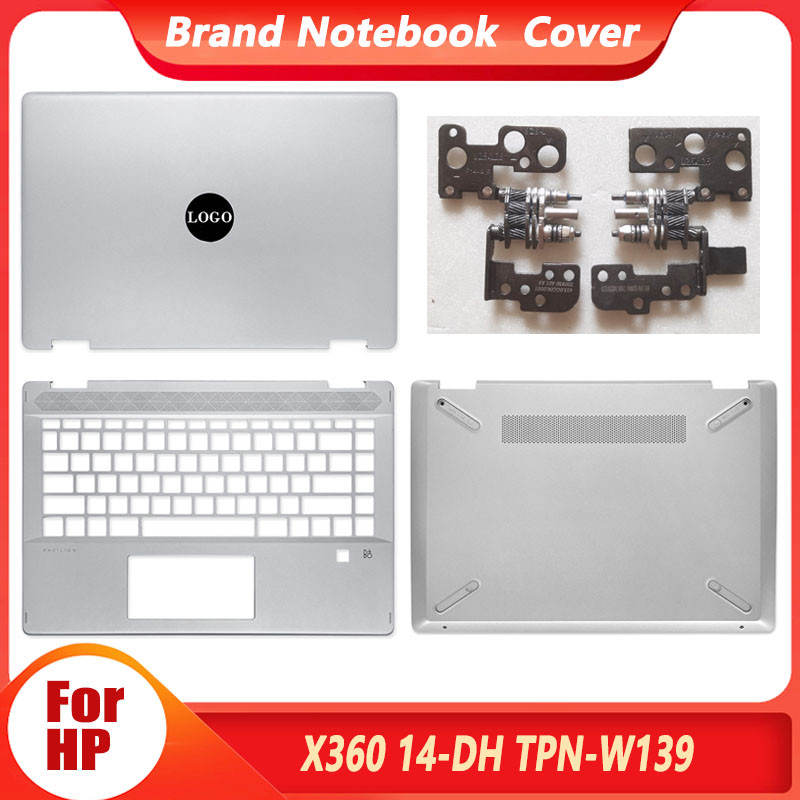 New Original For HP X360 14-DH TPN-W139 Series Laptop LCD Back Cover Palmrest Bottom Case Hinges Sil
