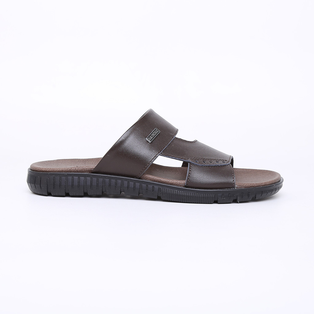 Sandal Kulit Slide Pria Casual Formal Coklat | Sandal Kondangan | Slip On Kulit Pria | Sandal Bapak 