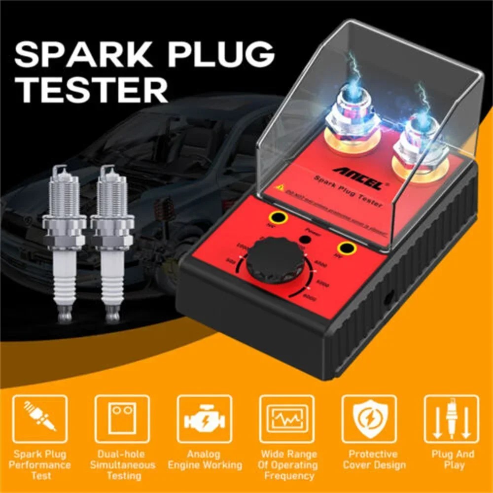 Professional Car Spark Plug Tester Ignition Candle Dual-Hole Spark Plug Tester for Car Ignition Plug