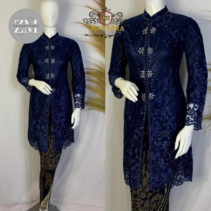 setelan kebaya tunik tulle payet premium / kebaya tunik busui