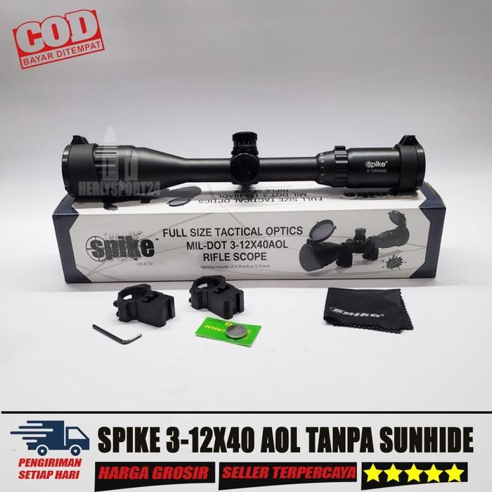 Terbaru.. Teleskop Spike 3-12X40 Aol / Telescope Spike 3-12X40 Aol Tahah Getar