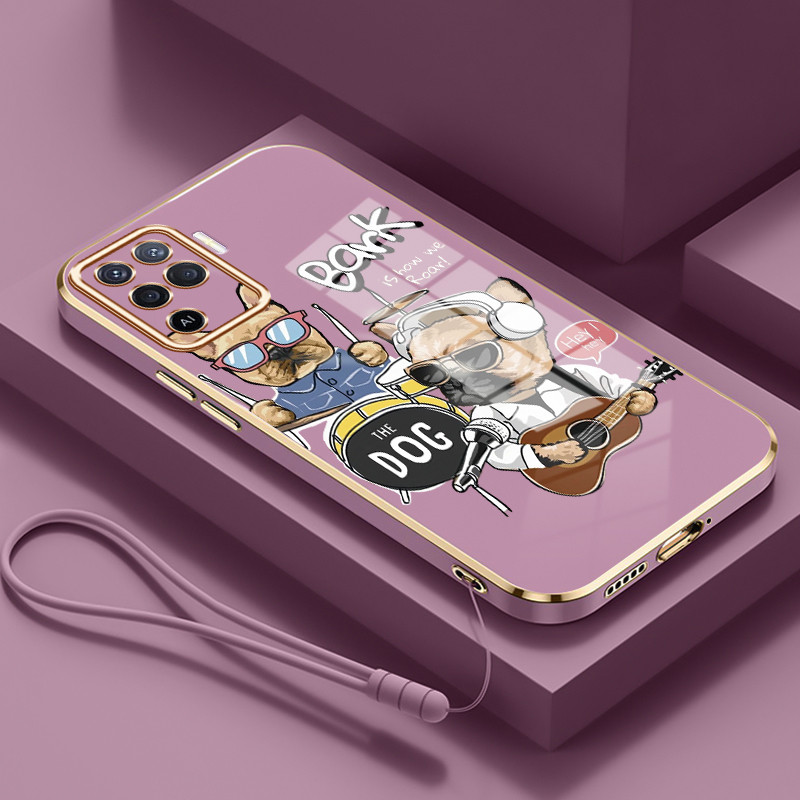 Casing Untuk OPPO A94 F19 Pro Reno 5F Reno 5 Lite Case Casing Anjing Bermain Band silikon tahan HP S