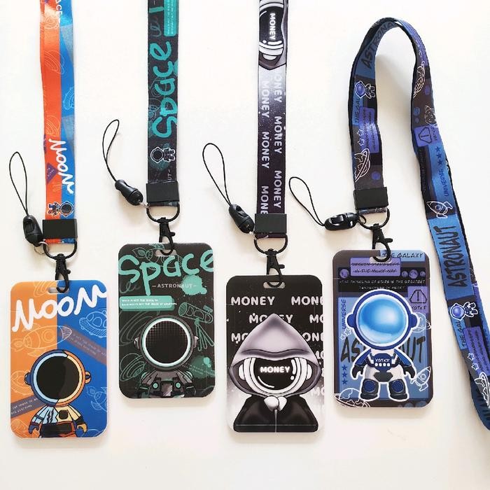 

ID Card Holder Name Tag Lanyard / Kalung Wadah Kartu Identitas Astronaut Space Moon Nasa Tali