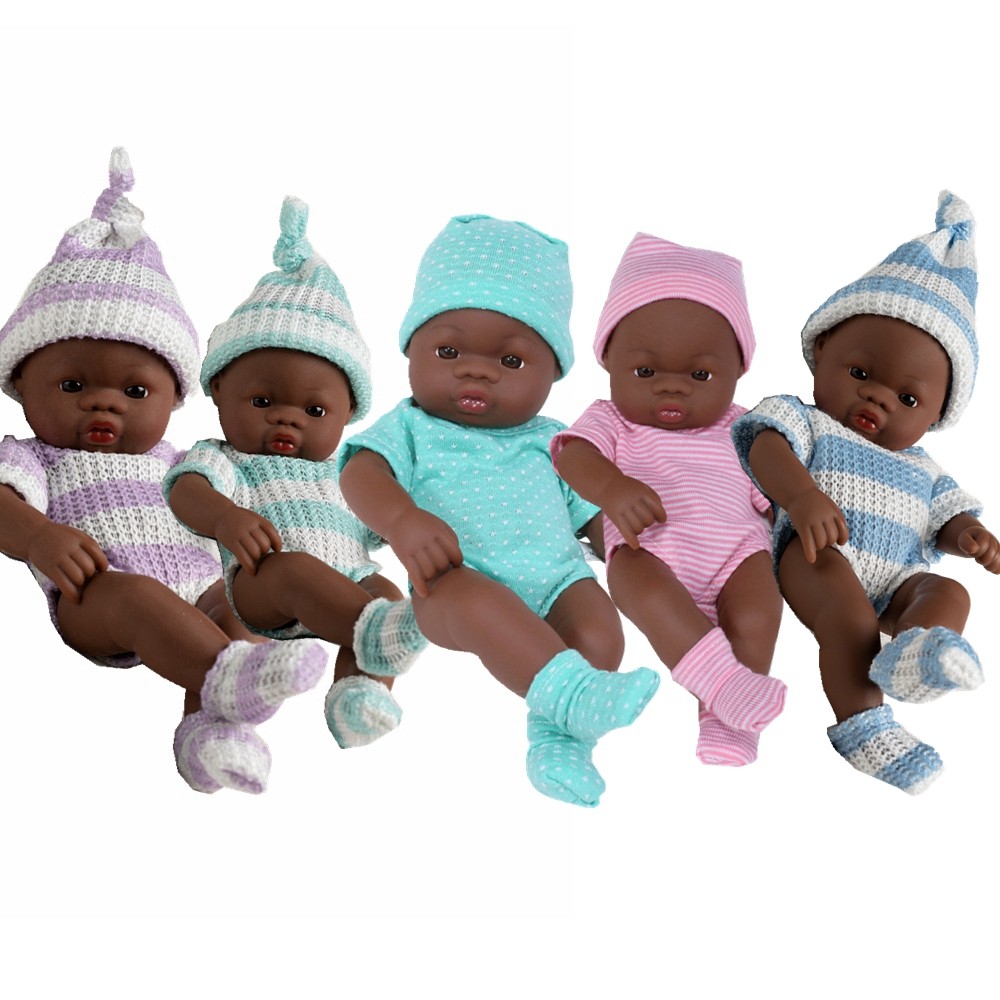 8" Micro Black Skin Reborn Doll Full Vinyl Baby Doll Lifelike Mini Reborn Doll Surprice Children