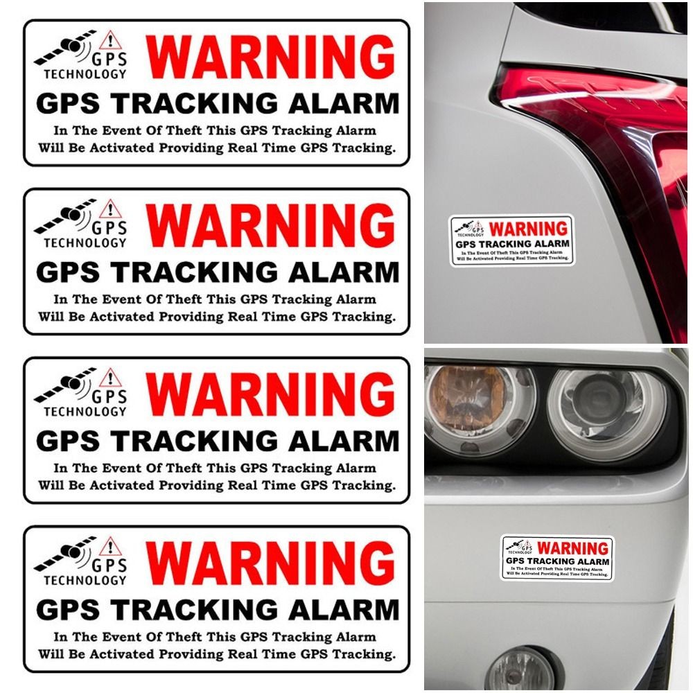 

4PCS Red&Black GPS Warning Sticker Tool 10*4cm Car Window GPS TRACKING ALARM Waterproof Security