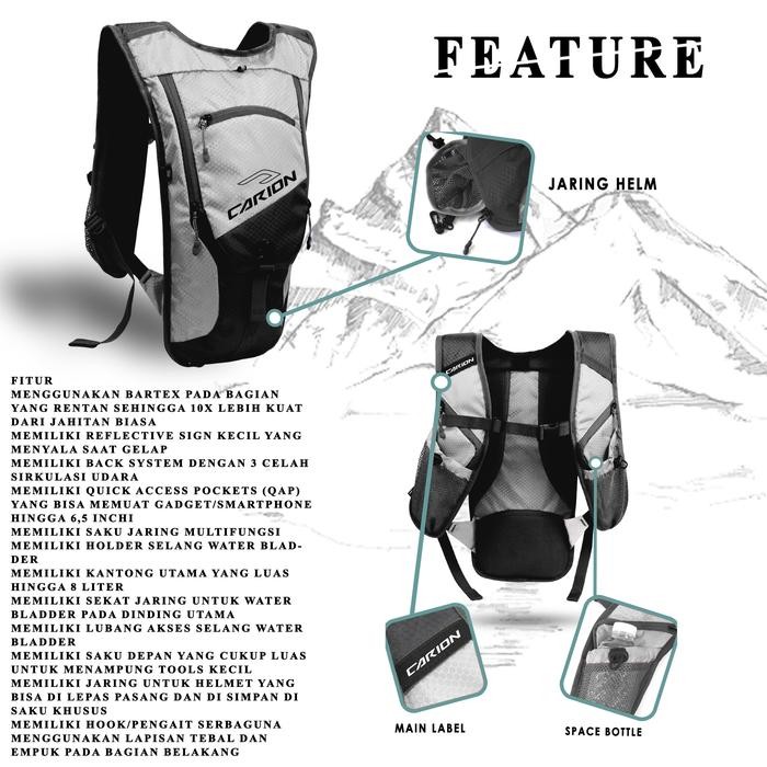 Tas Ransel Hydropack Sepeda Running Trail Carion Almo Grey Bag