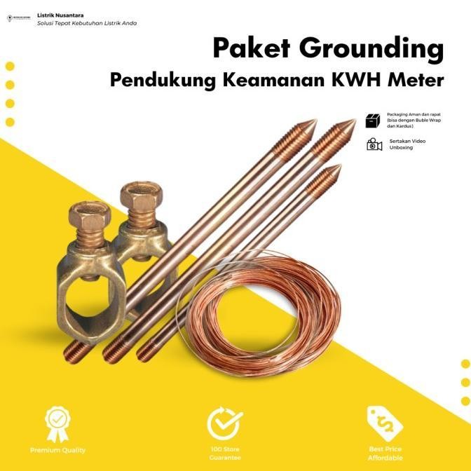 Paket GROUNDING Stick Rod Rood Keamanan Meteran KWH Listrik Pengaman Instalasi Penangkal Petir *