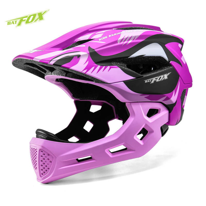 Batfox Bicycle Helmet For Children Full Face Motocross Helmet Mtb Detachable Mountain Bike Helmet