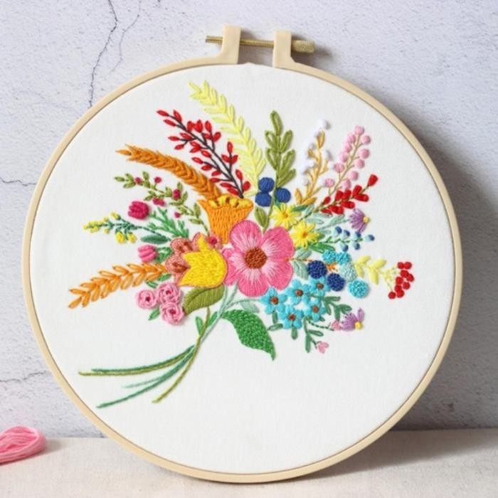 

DIY EMBROIDERY HOOP SULAMAN BORDIR KRISTIK RAJUT FLYING ROSE